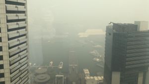 Tjock rök från skogsbränderna hänger över miljonstaden Sydney Tjock rök från skogsbränderna hänger över miljonstaden Sydney