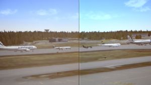 I utbildningen övar sig de studerande med en flygledningssimulator som finns på och också föreställer Helsingfors-Vanda flygplats. Simulator för utbildning av flygledare.