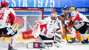 Sport fick inte revansch på Tappara. Stefan Stéen rör sig på knä mot puck.