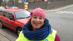Föräldern Maria Olin har två barn i Sirkkala skola. trafikjippo sirkala, maria olin,