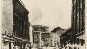 Harry Henriksson: Centralgatan (1945) Bild på Harry Henrikssons verk Centralgatan (1945).