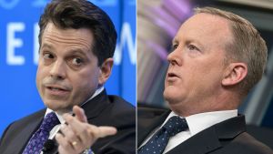 Vita husets kommunikationschef Anthony Scaramucci och den förre pressekreteraren Sean Spicer. Vita husets kommunikationschef Anthony Scaramucci och den förre presschefen Sean Spicer.