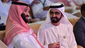 Saudiarabiens kronprins Mohammed bin Salman och Förenade arabemiraternas vicepresident och premiärminister shejk Mohammed bin Rashid al-Maktoum under FII-konferensen i Riyadh. Saudiarabiens kronprins Mohammed bin Salman och Förenade arabemiraternas vicepresident och premiärminister shejk Mohammed bin Rashid al-Maktoum.