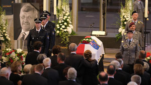 Begravningen för Walter Lübcke i St. Martins-kyrkan i Kassel, Tyskland sommaren 2019. Begravning för den mördade politikern Walter Lübcke i juni 2019.