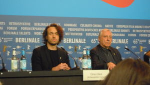 På presskonferens med regissören Peter Greenaway Elmer Bäck på Berlinale 2015.