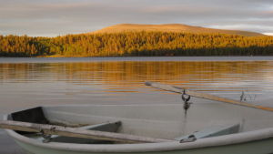Midnattssol i juni i Enontekis, Lappland. Midnattssol i Enontekis i Lappland