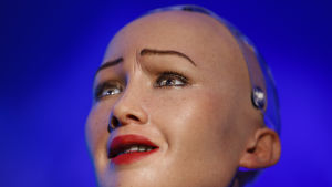 Roboten Sofias huvud.