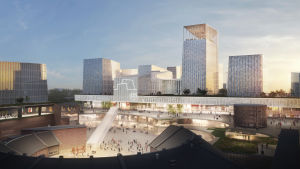 Ett upplevelsecenter kan också se dagens ljus i framtiden så det finns gott om användningsändamål ifall Åbo får rätsida på sin ekonomi. Skiss, upplevelsecenter i Åbo.