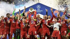 Liverpool vann i sin tur Champions League 2019. Liverpool firar CL-titeln.
