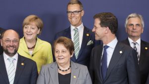 Angela Merkel och Alexander Stubb med flera på EU-möte i Bryssel 2014 EU-ledare i Bryssel 2014