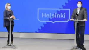 Biaudet och Arhinmäki. Pormestaritentti Helsingissä 10. maaliskuuta 2021.