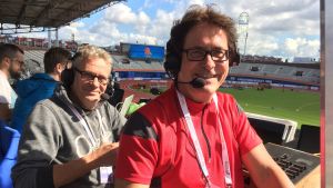 Leif Lampenius och Danny Lindqvist refererar friidrott även i Rio. Leif Lampenius och Danny Lindqvist, EM 2016.