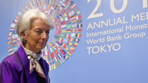 Internationella valutafonden IMF:s chef Christine Lagarde. IMF är en av institutionerna som kom till i och med Bretton Woods. Christine Lagarde