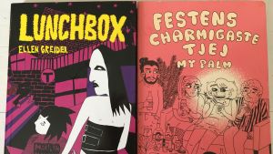 Ellen Greiders "Lunchbox" och My Palms "Festens charmigaste tjej" gavs ut ifjol av Galago. Bild på omslagen till Lunchbox och Festens charmigaste tjej.