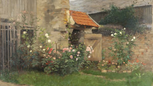 På utställningen finns över 100 verk av konstnärer från åtta olika länder. Hugo Birger, Trädgård, Barbizon, 1878. Olja på duk, 65,6 x 81 cm. Bilden är beskuren. Tavla med trädgårdsmotiv. Hugo Birger, Trädgård, Barbizon, 1878. Olja på duk, 65,6 x 81 cm. Bilden är beskuren.