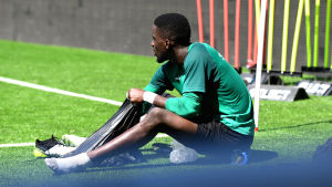 Målvakten Arnold Origi var väldigt bra tills han skadade sig i fjol. Arnold Origi under HIFK:s träning 2020.