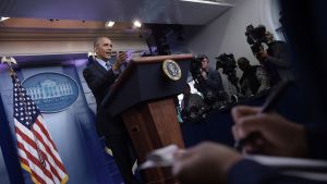 USA:s avgående president Barack Obama talade till pressen 18.1.2017.