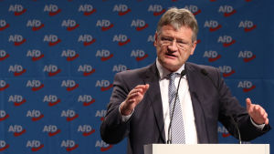 Jörg Meuthen håller ett tal på partikongressen i Hannover. Jörg Meuthen håller ett tal på partikongressen i Hannover.