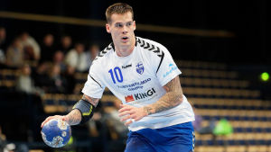 Nico Rönnberg saknades i söndagens förlustmatch på grund av feber. Nico Rönnberg i landslagströjan.