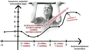 Toimittajan ensimmäisten treeniviikkojen kehitys. Leuanvetohaaste, juttu 6, superkompensaatio
