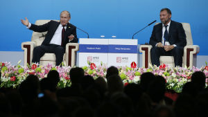 Rysslands president Vladimir Putin och miljardären Oleg Deripaska Rysslands president Vladimir Putin och miljardären Oleg Deripaska