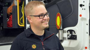 Brandmästare Olli Ryhänen. Olli Ryhänen brandmästare vid Västra Nylands Räddningsverk