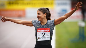 Nooralotta Neziri jagar fjärde raka guldet på 60 meter häck. Nooralotta Neziri, 2016.