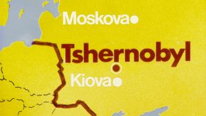 Uutisgrafiikkaa Tshernobylin ydinvoimalaonnettomuudesta vuonna 1986.
