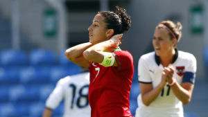Allsvenska Linköpings mittfältare Cláudia Neto är Portugals främsta vapen. Claudia Neto, Portugal-Österrike, mars 2014.