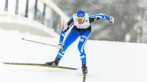 Matias Strandvall hör till de finländska landslagsåkarna som siktar på VM i Lahtis. Matias Strandvall i Lahtisterrängen 2016.