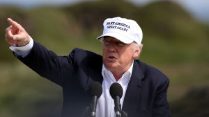 Trump under presidentvalskampanjen. Donald Trump i Skottland den 24 juni 2016.