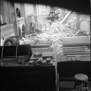 Viipurin tuomiokirkko pommituksen jälkeen 5.2.1940