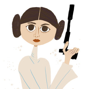 Prinsessan Leia i Sanna Manders tolkning. Prinsessan Leia från Prilliga prinsessor.