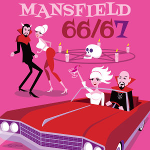Piirretty juliste dokumenttielokuvaan Mansfield 66/67.