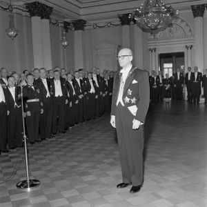 Presidentti Urho Kekkosen virkaanastujaiset Eduskuntatalossa Helsingissä 1.3.1956.
