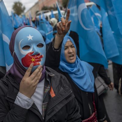 Turkar och uigurer i landsflykt demonstrerade nyligen i Istanbul mot interneringslägren i Xinjiang