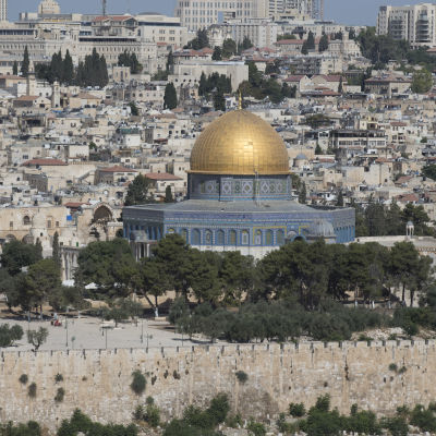 Al-Aqsamoskén mitt uppe på Tempelberget i Jerusalem 14.7.2017