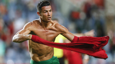 Så här glad blir Cristiano Ronaldo när han gör mål.