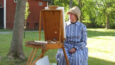 Anne Ingman som föreställer Helene Schjerfbeck och sitter och målar