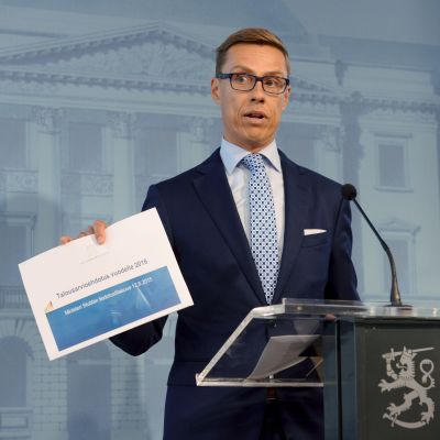 Alexander Stubb presenterar budgetförslaget för år 2016 den 12 augusti 2015 i Helsingfors.