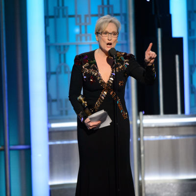 Meryl Streep höll tal vid Golden Globe -filmgalan den 8 januari 2017.