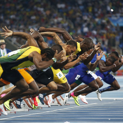 Starten i 100-metersloppets final vid OS i Rio.