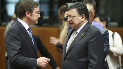 Portugals premiärminister Pedro Passos Coelho och kommissionens ordförade Jose Manuel Barroso.