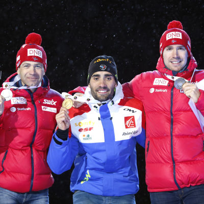 Medaljörerna vid herrarnas 12,5 kilometer i VM i skidskytte.