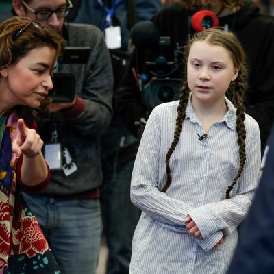 Klimataktivisten Greta Thunberg besöker Bryssel den 21 februari.