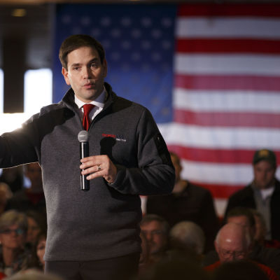 Marco Rubio på valmöte under primärvalet i Iowa 30.1.2016