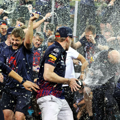 Max Verstappen firar VM-titeln.