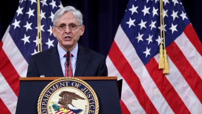 USA:s justitieminister Merrick Garland höll ett tal på justitieministeriet den 15 juni.