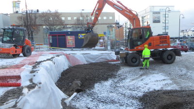 Uppgrävda Krämaretorget i Borgå.