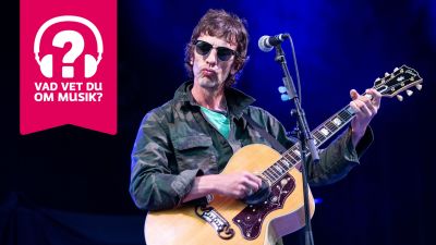 Richard Ashcroft står bakom en mikrofon och spelar gitarr.